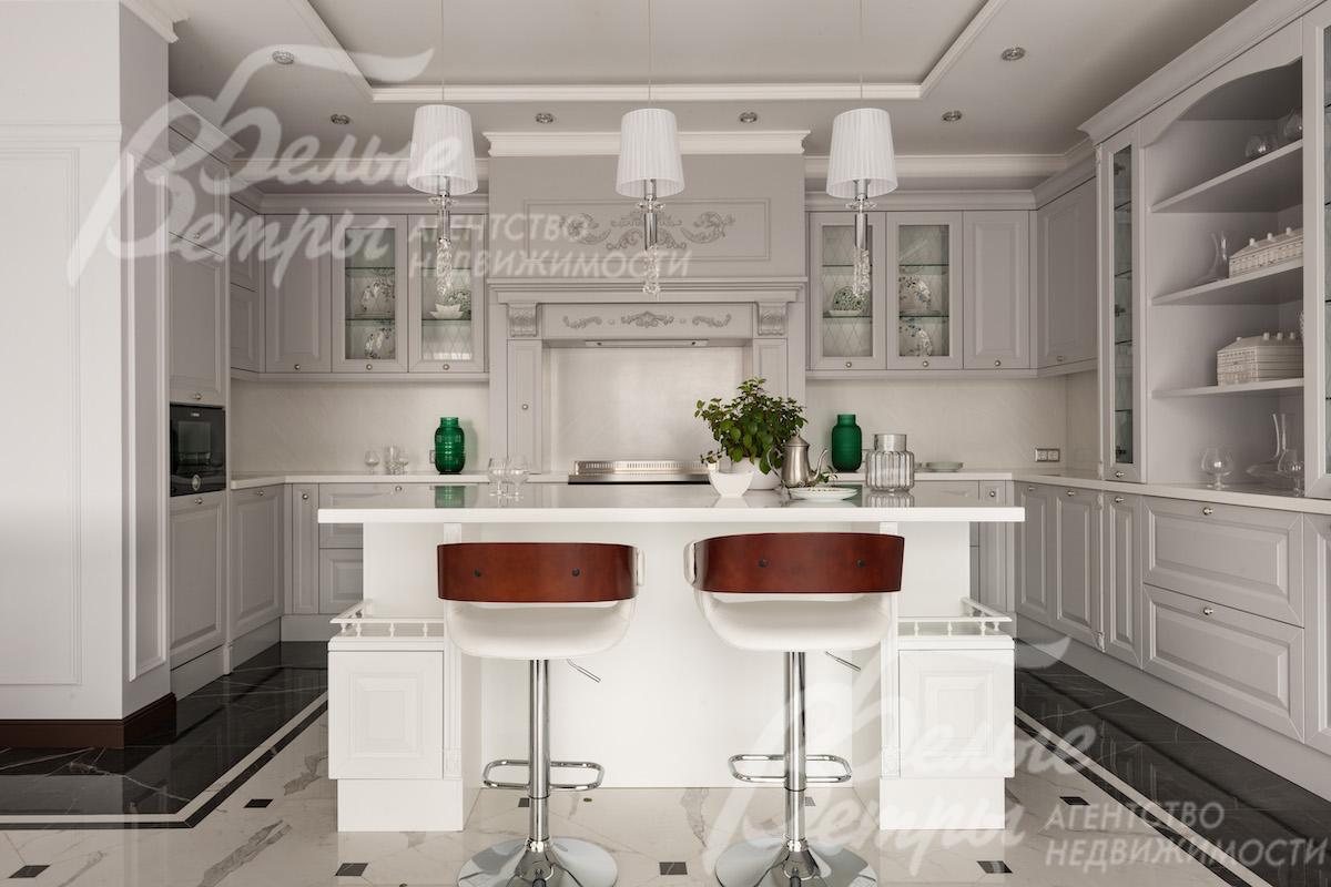 Кухонный гарнитур с островом - полу барным столом