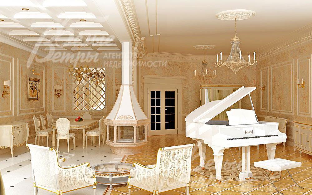 Визуализация: зона каминной 21 кв.м