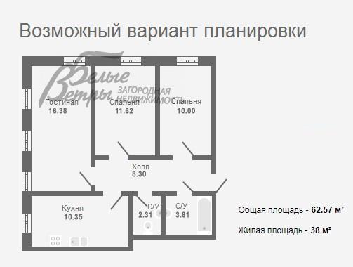 Квартира Западная долина к/п Большое Свинорье id 421-514 планировка0