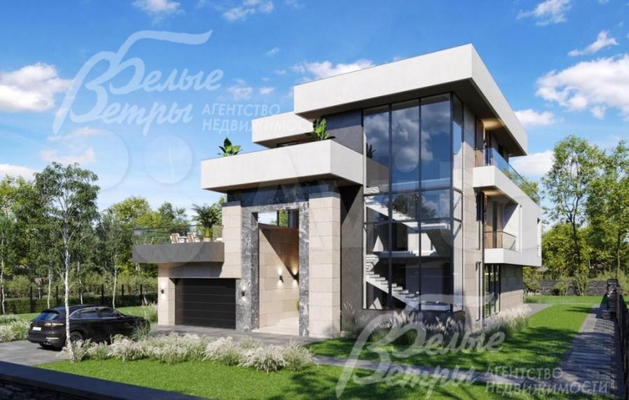 Визуализация. Современный дом под отделку площадью 680 кв.м в стиле Райта