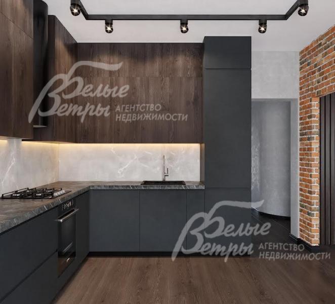 Кухня-столовая 20 кв.м, после реконструкции (визуализация)