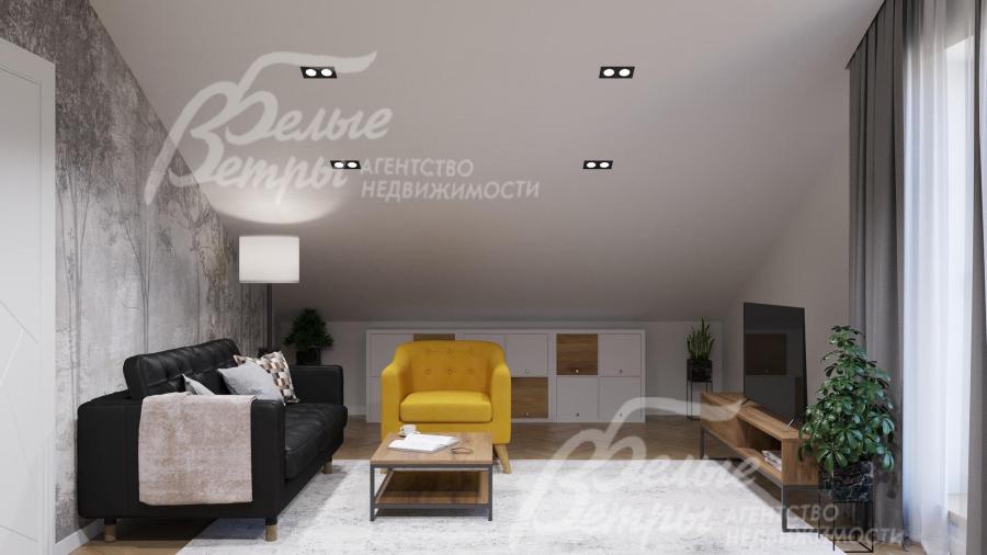 В кабинете-библиотеке есть зона отдыха: установлены диван, кресла, телевизор 